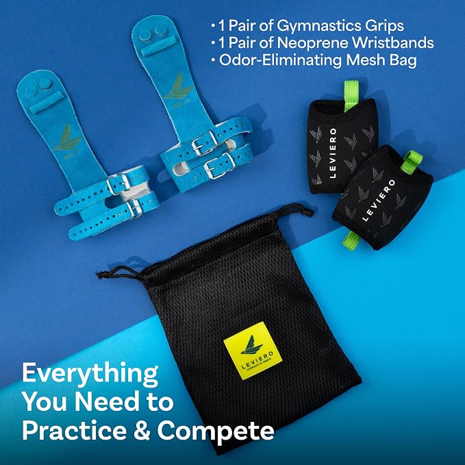 Gymnastics Grips Set Narrow Squeeze, Grips for Gymnastics Girls, Dowel Grips with Soft Leather, Double Buckle Wrist Closure, and Adjustable Finger Holes, for All Ages