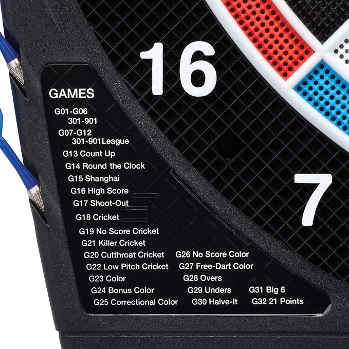 Viper Showdown Electronic Dartboard, 15.5 in Regulation Target, 32 Games, 590 Options, Battery Powered, 6 Darts Included, Black