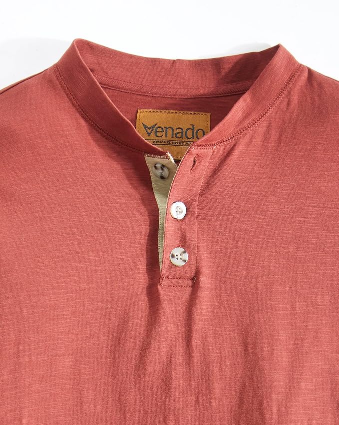 Venado Henley Long Sleeve Shirts for Men - Mens Henley with Flex Material
