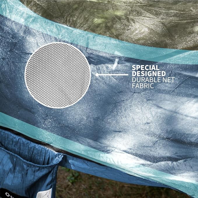 Hammock with Mosquito Net - Lightweight, Portable, 1 Person Hammock - for Camping, Hiking, Backpacking, Travel, a Festival, or The Beach (Blue)