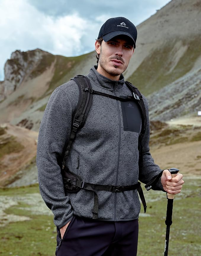 Pioneer Camp Men's Fleece Jackets Full Zip Lightweight Winter Warm with Zipper Pockets Athletic Camping Outwear Coat