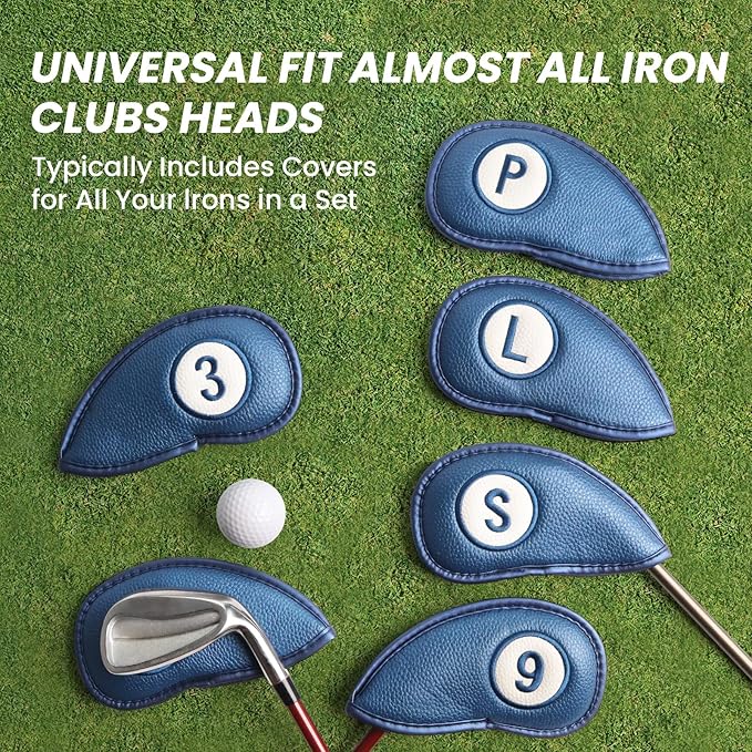 FINGER TEN Magnetic Golf Iron Headcovers Value 11 Pack, Durable PU Leather with Embroidered Numbers for Easy Identification, Multiple Colors Available Fits Most Iron Clubs