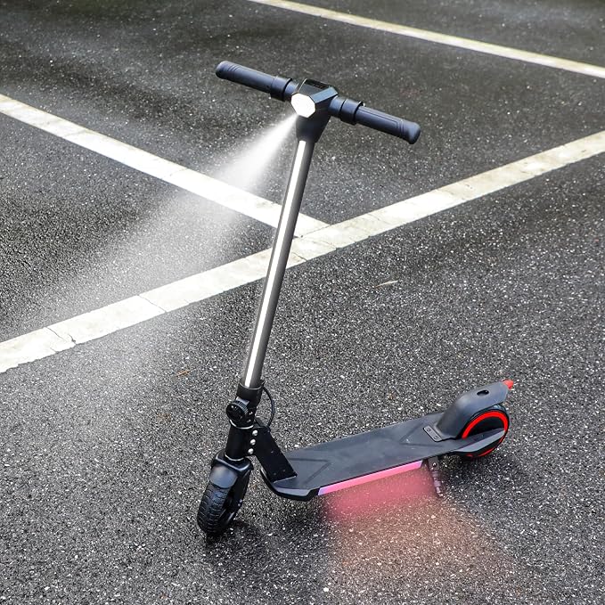 BIIST Foldable Electric Scooter for Kids, with LED Front Head Lights, Bar Lights, Shining Pedal Lights, LED Display, Dual Brakes 150W Motor Kids Electric Scooter， UL2272 Approved