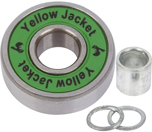 Yellow Jacket Premium Skateboard Bearings, Pro Longboard Bearings, 608, ABEC 11, Washers and Spacers, Jungle Green (Pack of 8)