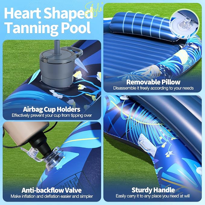 Sinbyuer Inflatable Pool Floats Adult, Pool Float, Thickened Pool Float Recliner Pool Rafts, Floating Pool Chair Water Floaties