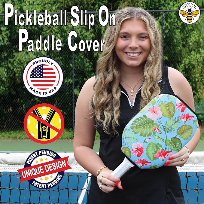BeeJos Hawaiian Collection: Premium Slip-On Pickleball Paddle Cover-Fits Standard Size Paddles-Zipperless (Paddle not Included)