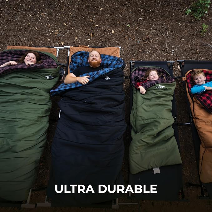 Teton Bridger Sleeping Bag, Warm and Comfortable Camping Sleeping Bag, Tough Canvas Shell for Camping, Hunting, and Cold Weather