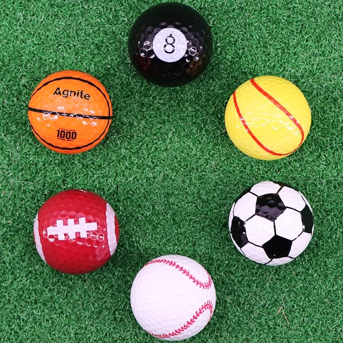 Golf Club Brush and Amercian Flag Golf Towels & Funny Novelty Golf Balls 6Pack, Golf Accessories for All Golfers