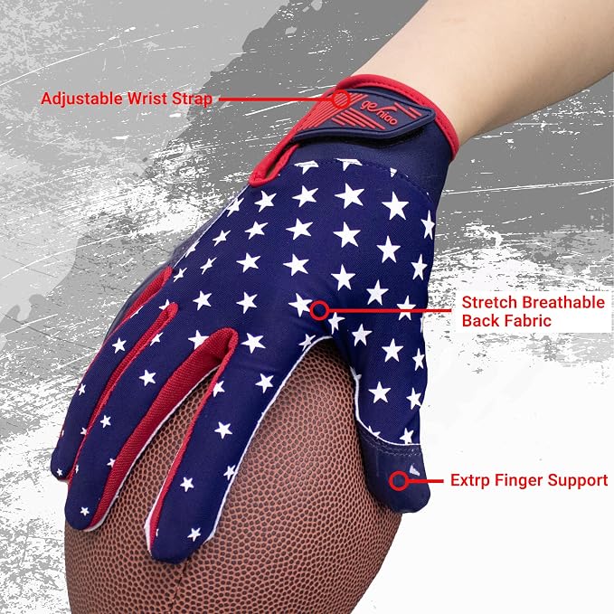 Football Gloves for Youth and Adult Men,Sticky Adhesive Palms Receiver Gloves,Grip Boost Flag Football Accessories Gifts for Family and Friends