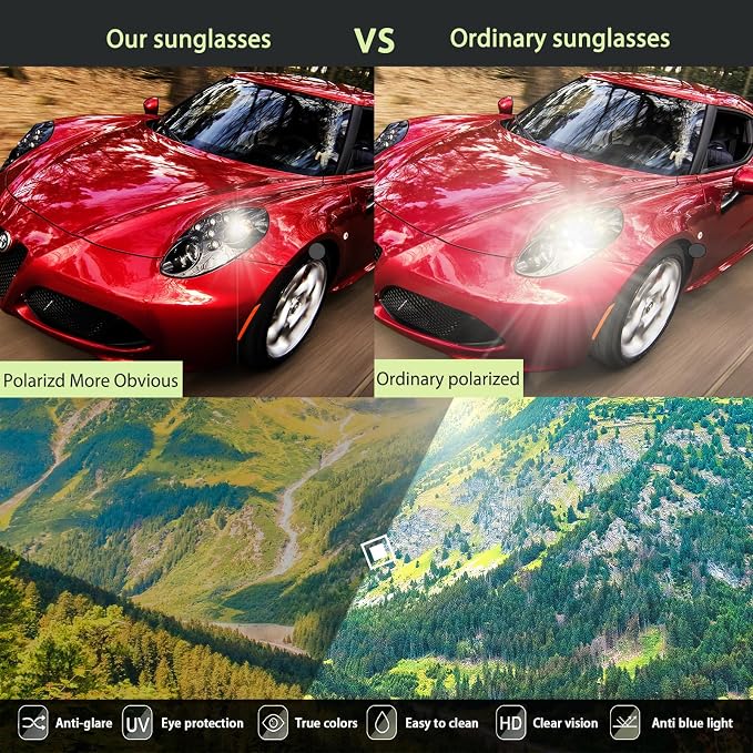 Polarized Photochromic Sports Sunglasses for Men UV-Protection Day & Night Driving Glasses - Al-Mg Metal Ultralight