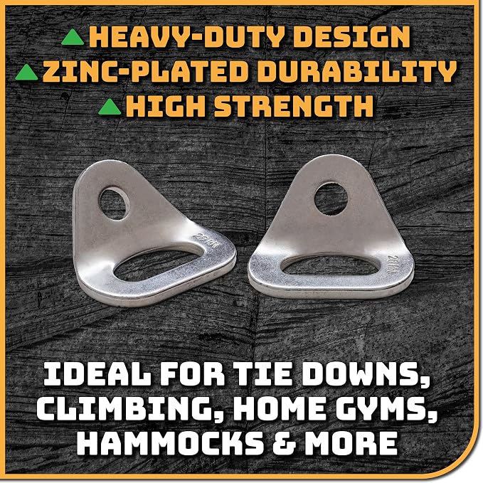 26kN Climbing Wall Bolt Hanger/Anchor/Tiedown for 3/8" Screw/Bolt Ideal for Rock Climbing and Home Gyms, Hammocks, Trailer Tie-Downs. Robust, Load-Bearing Steel Tie-Off