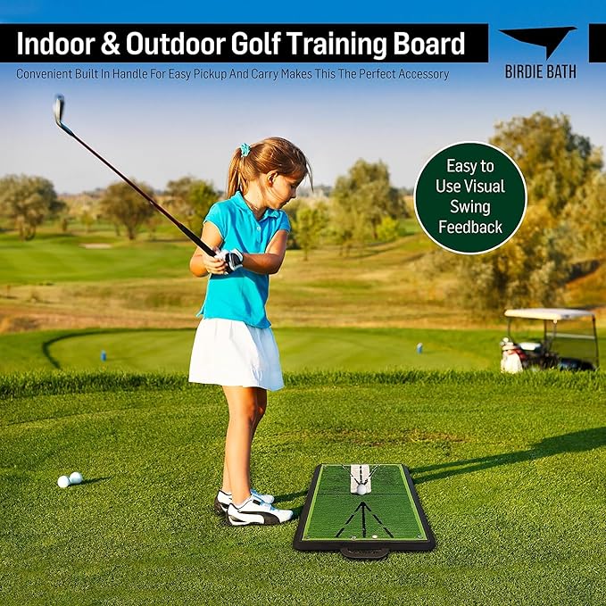 Birdie Golf: Birdie Mat Pro - Swing Training Aid, Sequin Tech Surface, Analyze Swing Path & Ball Impact, Portable in- Outdoor, 19.25" Sports Accessory