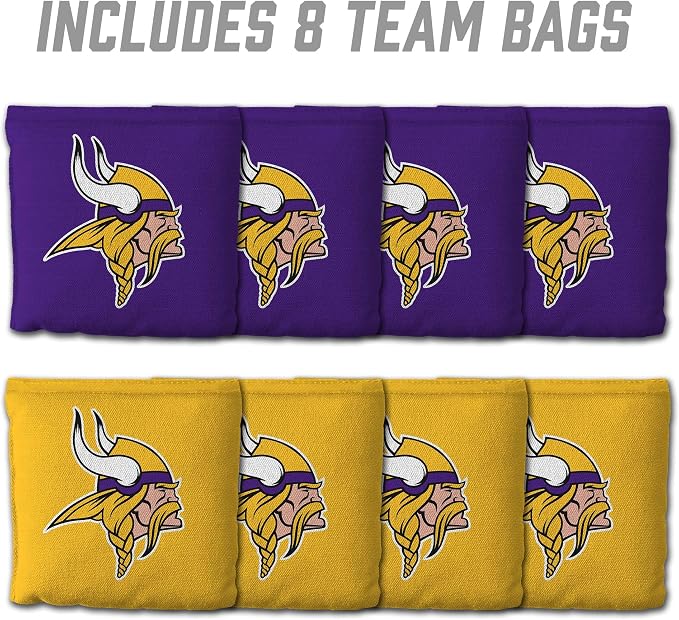YouTheFan Officially-licensed NFL Set of 8 Cornhole Bags - All Weather Dual Sided Slide & Stop - regulation size