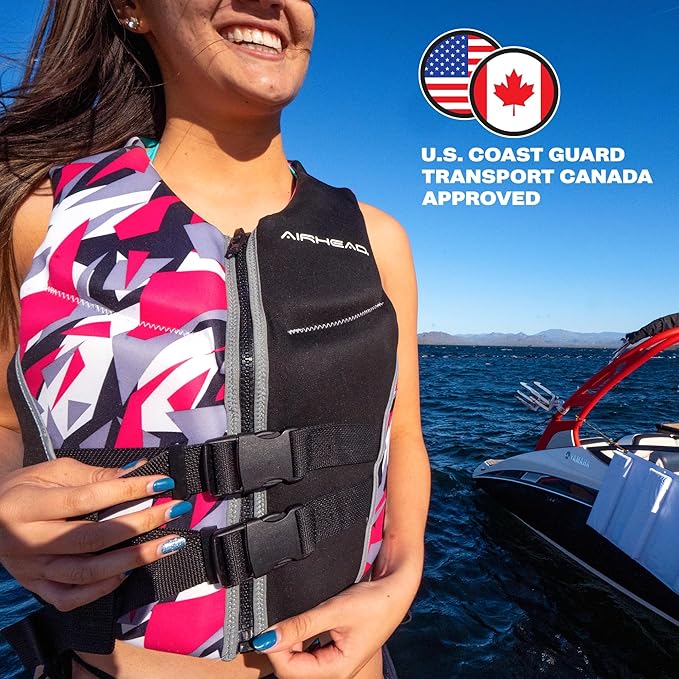 Airhead CAMO Cool Kwik-Dry Neolite Flex Life Jacket for Adults - USCG Approved Life Vest for Women & Men, Lightweight Flexible Watersports Vest for Boating, Wakeboarding, Kayaking & Jet Skiing