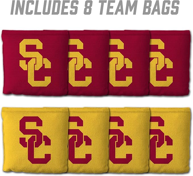 YouTheFan Officially-Licensed NCAA Set of 8 Cornhole Bags - All Weather Dual Sided Slide & Stop - Regulation Size with Carry case