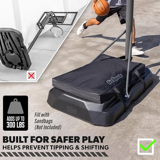 GoSports Basketball Hoop Weight for Base - Stable, Premium, All-Weather Sandbag Cover, Holds Up to 300 lbs - Choose Sand Fill or Water Fill