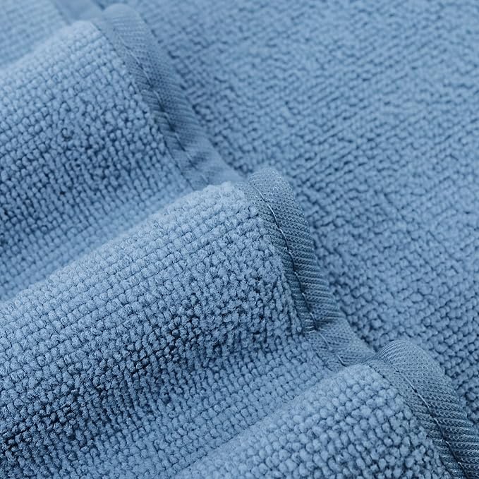 POLYTE Quick Dry Lint Free Microfiber Bath Sheet, 35 x 70 in, Pack of 2 (Blue)