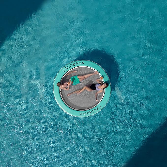 CALOBANA Round Floating Ring Inflatable Water Hammock Heavy Duty River Floats Lake Raft for Adults Tanning Pool Lounger Float Island Platform Pad Mat for Party