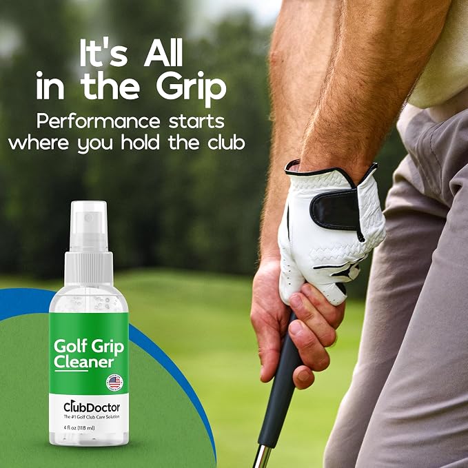 Club Doctor Golf Grip Cleaner – Safe for All Grip Types | Restores Tackiness, Improves Grip Feel, and Boosts Confidence | Proprietary Dirt-Removing Solution for Rubber, Leather, & Synthetic Grips