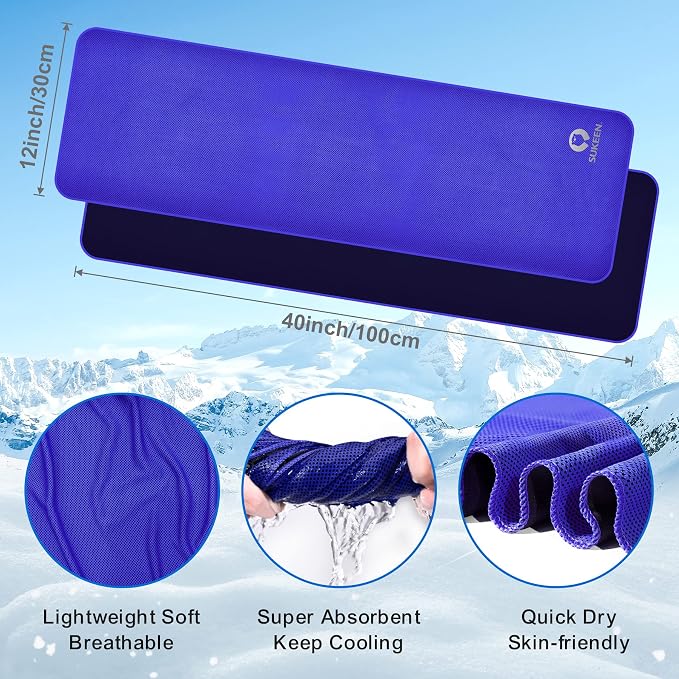 Sukeen Cooling Towels for Neck and Face(40"x12"), 30pack Bulk Cooling Towels for Hot Weather,Quick Dry Soft Breathable Sweat Towels for Sports Gym Yoga Golf and More Activities