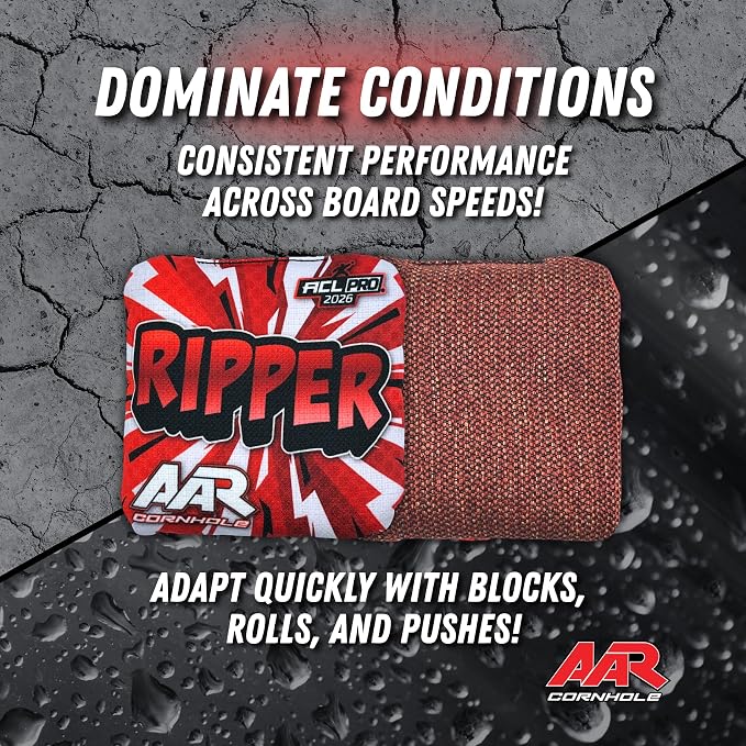 Ripper Cornhole Bags - ACL Pro Stamped 2026 - Set of 4 Bags - Made in The USA - Shock Edition
