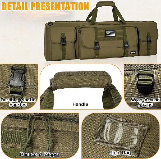 28" 32" 36" 42" 46" 48" 51" 55" Soft Double Rifle Bag, Portable Long Rifle Bag for Outdoor Hunting Shooting, Gun Case Storage & Transportation, with Multiple Colors