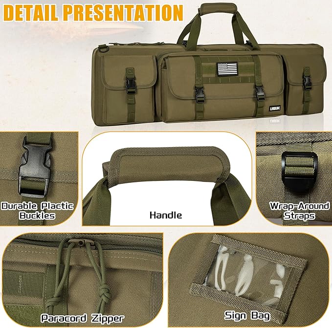 28" 32" 36" 42" 46" 48" 51" 55" Soft Double Rifle Bag, Portable Long Rifle Bag for Outdoor Hunting Shooting, Gun Case Storage & Transportation, with Multiple Colors