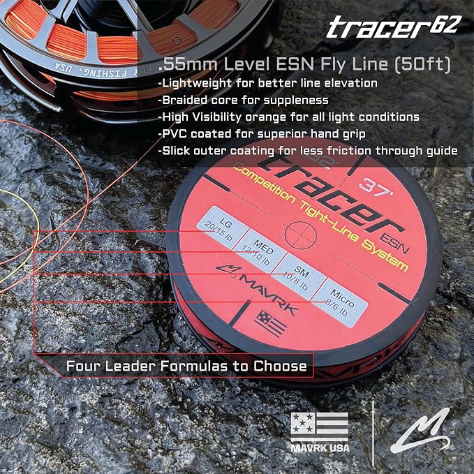 MAVRK USA Fly Fishing Line | Euro Nymph & Floating Lines | Level ESN Mono & Weight Forward Designs | High Visibility, Low Stretch, Freshwater Trout