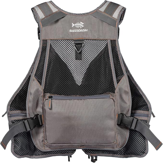 BASSDASH Strap Fishing Vest Adjustable for Men and Women, for Fly Bass Fishing and Outdoor Activities