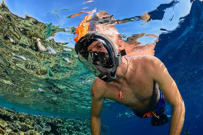 OCEAN REEF - Aria QR + Quick Release Snorkeling Mask - Full Face Snorkeling Mask - 180 Degree Underwater Vision - 8 Colours and 4 Sizes