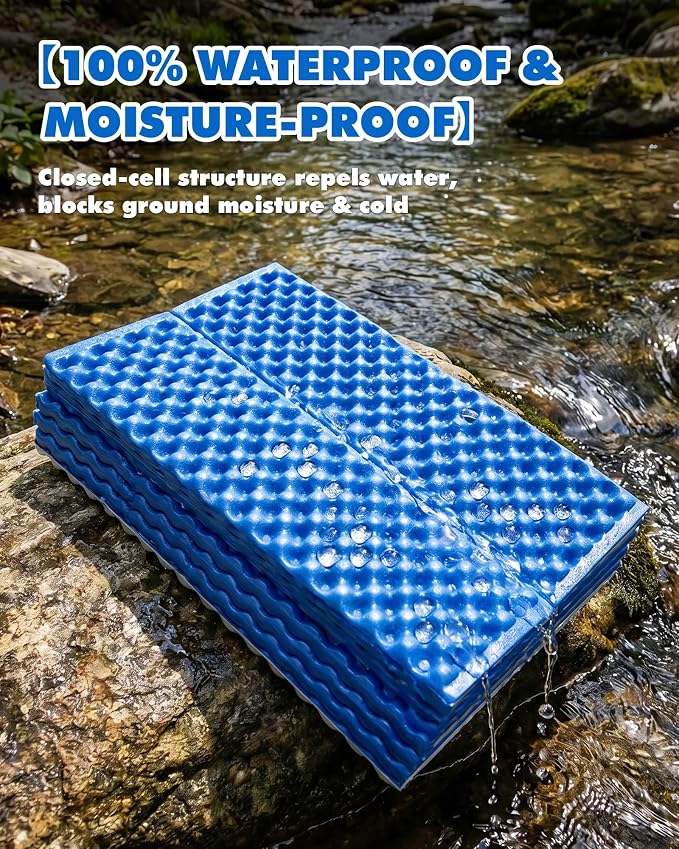 Camping Foam Sleeping Pad Lightweight Closed Cell Folding Camping Mat Moisture-Proof Camping Mattress Portable for Outdoor Hiking Mountaineering Blue