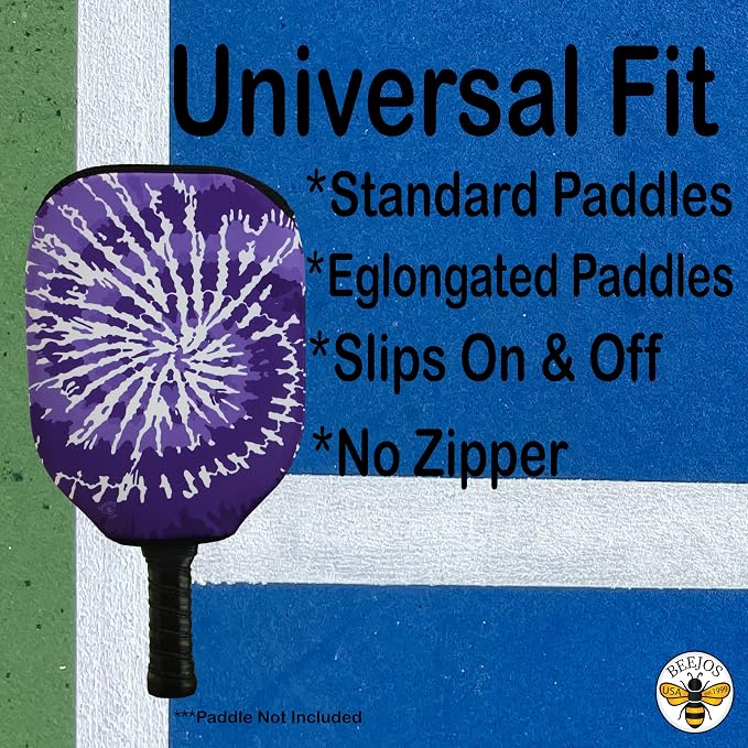 BeeJos Spirl Tie-Dye: Premium Slip-On Pickleball Paddle Cover-Fits Standard Size Paddles-Zipperless (Paddle not Included) Handmade in USA