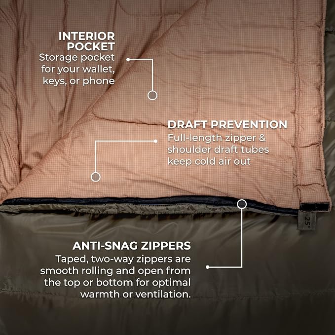 Teton Celsius XL, 25F, 20F, 0F Degree Sleeping Bags, All Weather Warm Sleeping Bag for Adults and Kids, Camping Season, Compression Sack Included