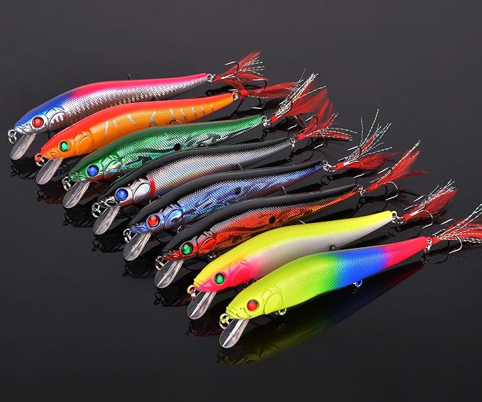 Fishing Lures Kit Crankbait Minnow Hard Bait Set Deep Diving Jerkbait Swimbait Popper Pencil Walleye Lures Artificial Fishing Bait for Bass Trout Redfish Saltwater Freshwater Fishing Lure
