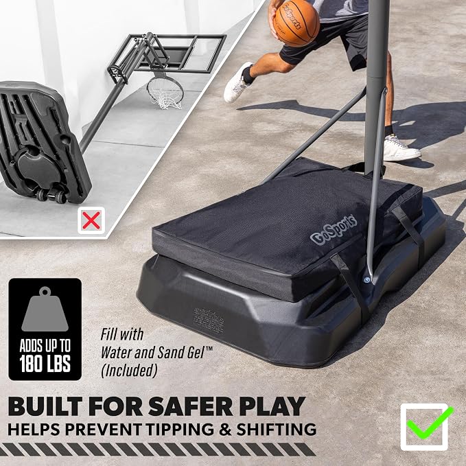 GoSports Basketball Hoop Weight for Base - Stable, Premium, All-Weather Sandbag Cover, Holds Up to 300 lbs - Choose Sand Fill or Water Fill