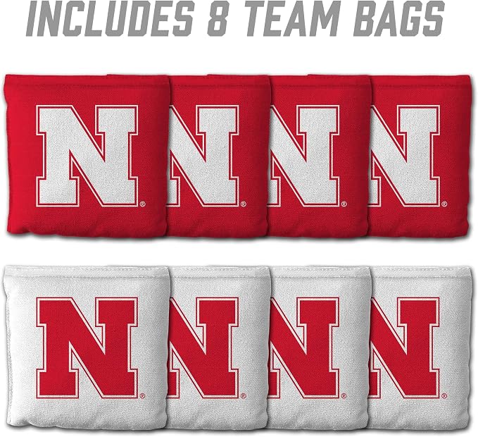 YouTheFan Officially-Licensed NCAA Set of 8 Cornhole Bags - All Weather Dual Sided Slide & Stop - Regulation Size with Carry case