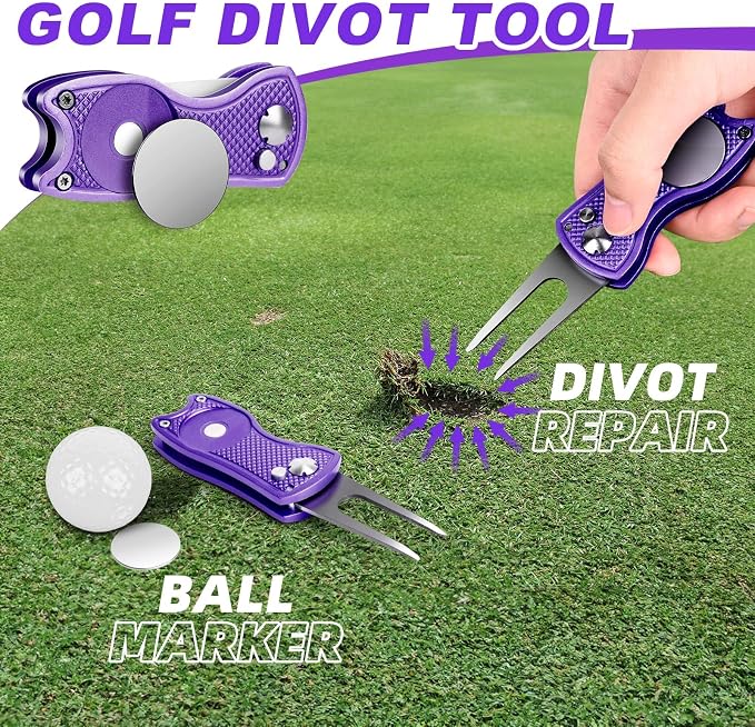15 Pcs Golf Accessories Kit, Includes Cleaner Brush Towel Tees Golf Ball Bag with Hook Divot Tool with Ball Marker, Golf Essentials Kit for Women Man Gifts