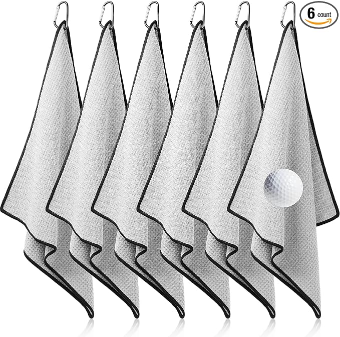 Batiyeer Golf Towels Bulk for Bags 16'' x 24'' Microfiber Waffle Pattern Golf Towels Trifold with Clip for Hiking,Tournament, Yoga