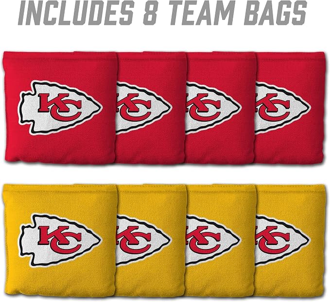 YouTheFan Officially-licensed NFL Set of 8 Cornhole Bags - All Weather Dual Sided Slide & Stop - regulation size