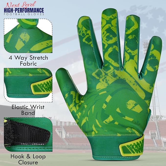 GripMax Youth Football Gloves | Football Gloves Youth & Mens Football Gloves | Sticky Football Gloves for Wide Receiver | Breathable Football Receiver Gloves All Weather