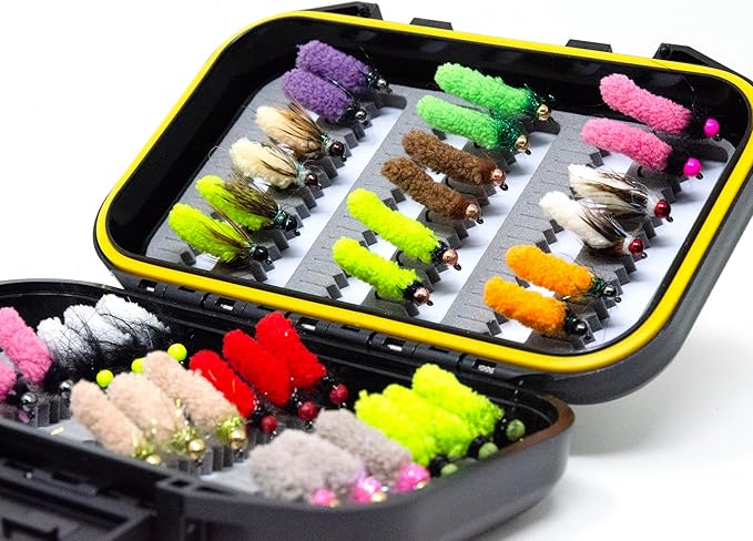 Outdoor Planet 36/48 / 60 Premium Hand Tied Fly Fishing Flies Assortment Kit | Dry/Wet/Nymph/Streamer/Terrestrial/Leech/Popper/Woolly Bugger Flies Set for Trout/Bass/Salmon/Steelhead/Panfish