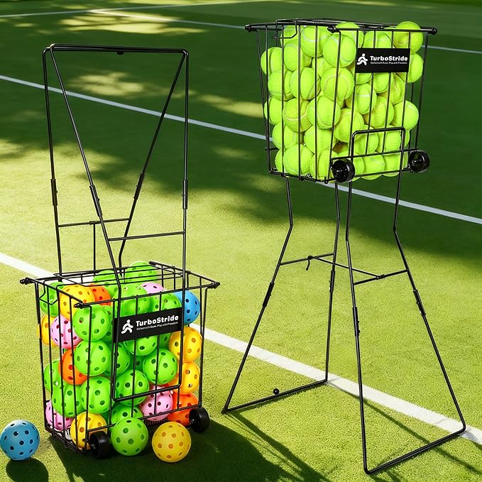 Tennis Ball Hopper, Portable Pickleball Ball Basket for Pickup, Storage & Training (Large)