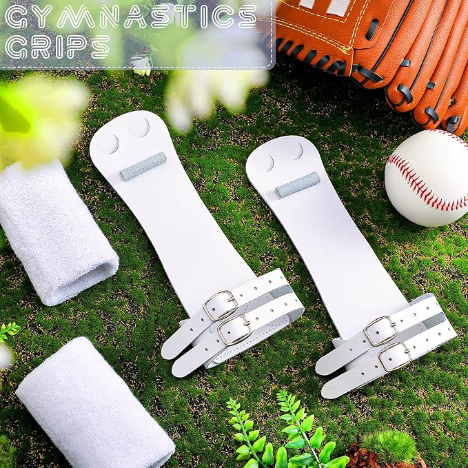 Chivao Genuine Leather Gymnastics Grips Wristbands Sets Double Buckle Athletic Gymnastics Hand Grips for Woman Youth Bar Palm Protection and Wrist Support Sports for Weightlifting Tennis and Exercise