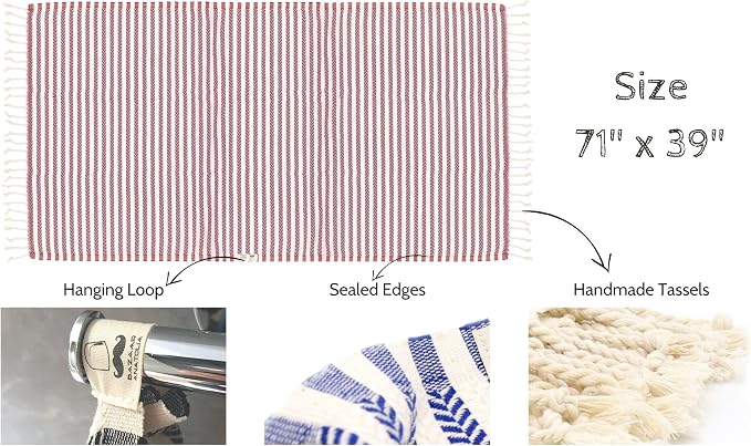 Bazaar Anatolia Turkish Beach Towel – 100% Cotton, Quick Dry, Sand Free Towel for Bathroom, Travel, Camping – Oversized 71x39 Inches – Arpa Maroon