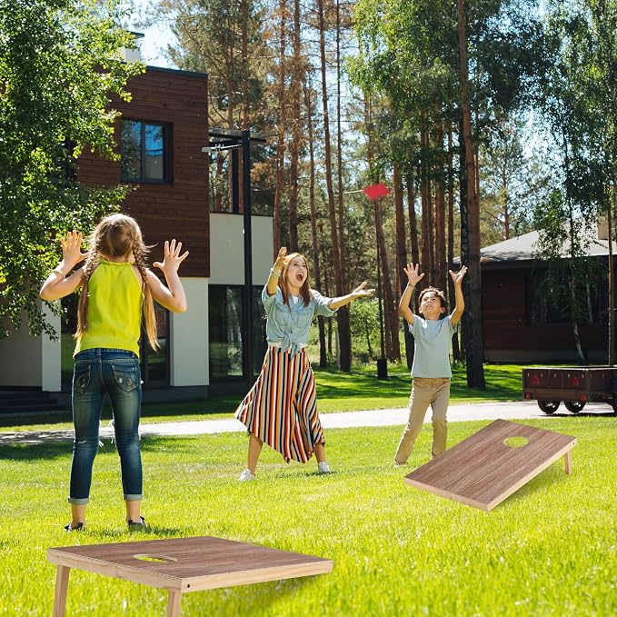 Solid Wood Cornhole Board Set, 4x2ft Regulation Cornhole Game Set with 8 Bean Bags and 2 Cornhole Boards, Premium Corn Hole Game for Adults and Family
