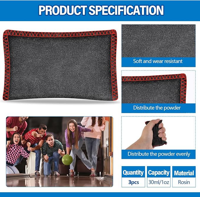 Simgoing Bowling Rosin Grip Bag Bowling Accessories Kit Grip Sack Powder Bag for Drying Hand for Golf Tennis Lifting Rock Climbing Gymnastics