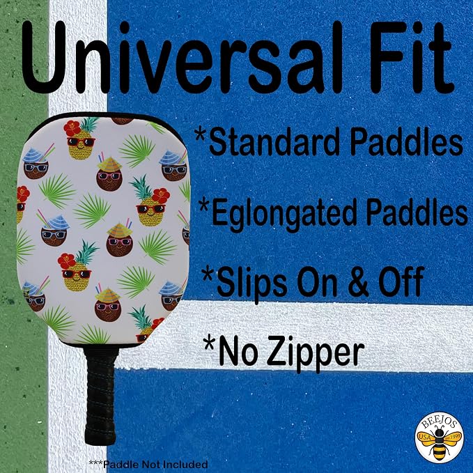 BeeJos Hawaiian Collection: Premium Slip-On Pickleball Paddle Cover-Fits Standard Size Paddles-Zipperless (Paddle not Included)