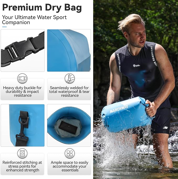MARCHWAY Floating Waterproof Dry Bag Backpack 5L/10L/20L/30L/40L, Roll Top Sack Keeps Gear Dry for Kayaking, Rafting, Boating, Swimming, Camping, Hiking, Beach, Fishing
