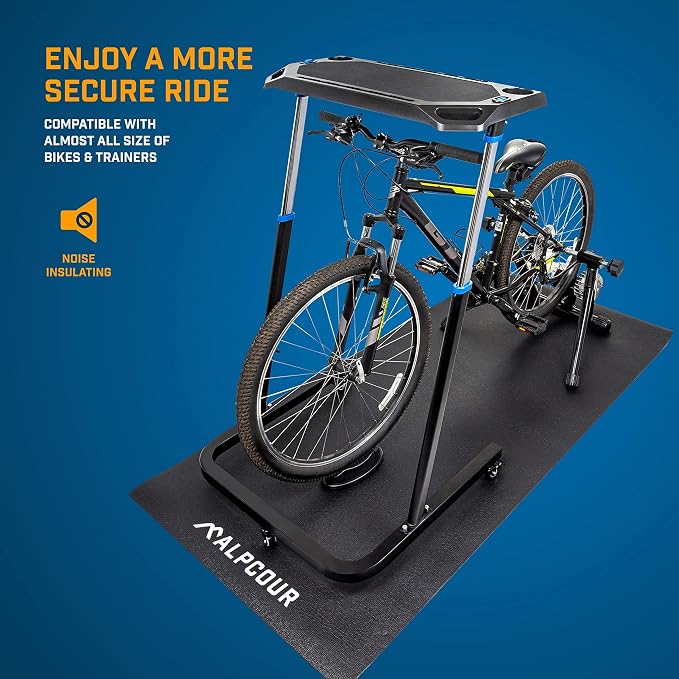 Alpcour Magnetic Bike Trainer Stand for Indoor Riding – with Multipurpose Bike Trainer Mat – 36”x78”