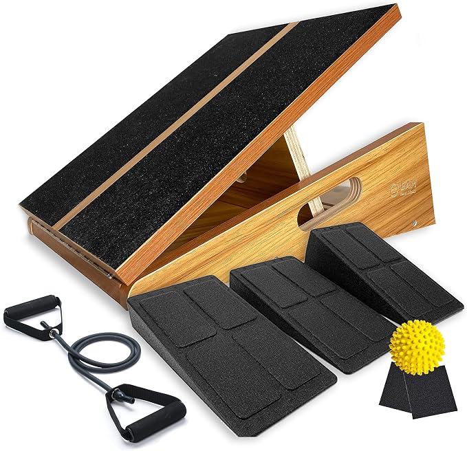 BAM Athletica's Physical Therapy Slant Board for Calf Stretching, Injury Recovery & Fitness | Adjustable Calf Stretcher Incline Board for Plantar Fasciitis Relief, Achilles Rehab, Squats & Exercise